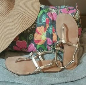 LILLY PULITZER gold leather sandals size 7M